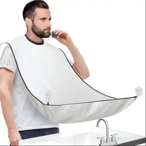 Beard Bib Apron, Beard Bib Hair Catcher for Shaving, Non-Stick Beard Shave Cape with Suction Cups, Grooming Accessories for Men, Groomer Tools, Gifts for Men Husband Father (White)