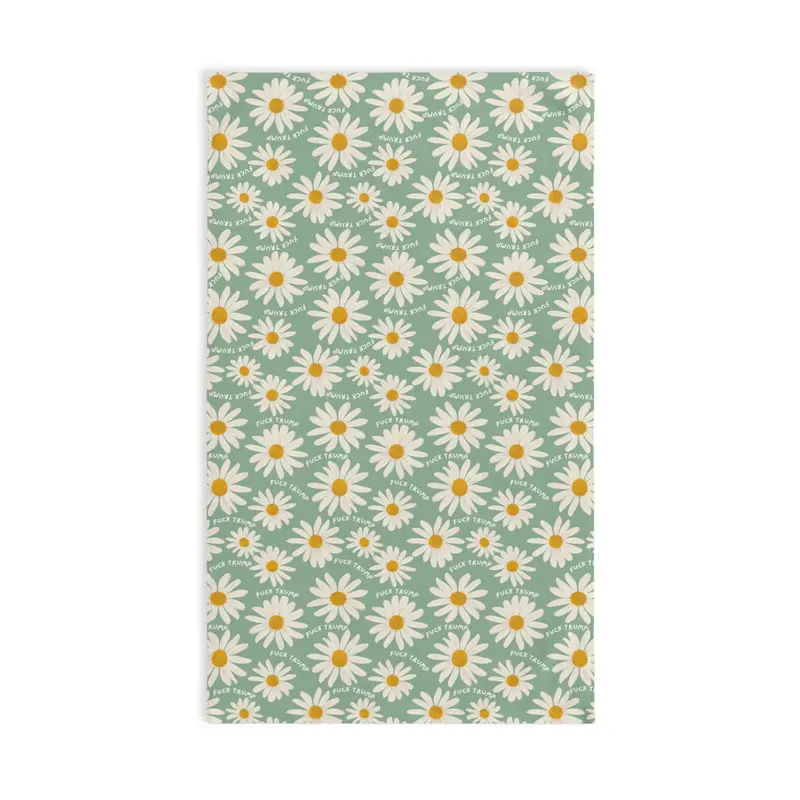Subtle Retro Daisy Hand Towel, Funny Political Home Decor, Daisies Kitchen or Bath Towel, Sarcastic Tea Towel, Liberal Gag Gift