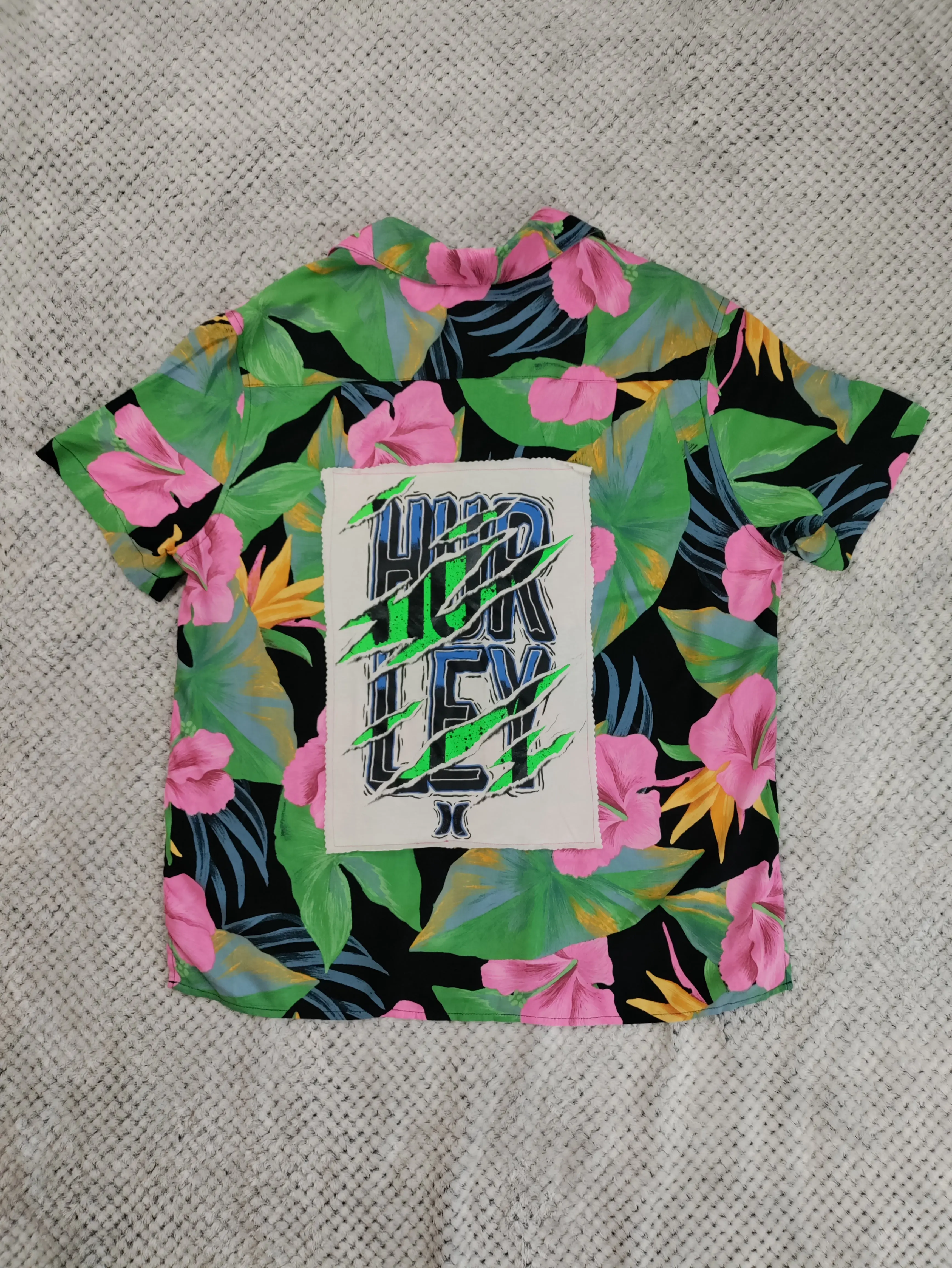 Men's Shortsleeve Shirt, Reworked Button-Up with Unique Prints - Creative Relaxed Fit & Sustainable Menswear for Summer Festivals, Garments, Casual, Clothes