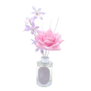Floral Reed Diffuser - 120ml Diffuser Stick with Diffuser Stick, Home Fragrance Essential Oil, Suitable for Bathroom (Succulent Grape) Bottle Flower