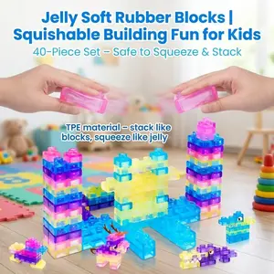 Montessori Sensory Blocks Set, Soft Stackable Toy for Toddlers, Safe Touch & Stretch Fun, Colorful Puzzle Pieces for Creative Play