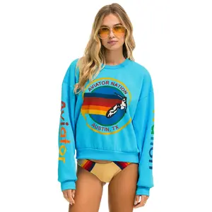 AVIATOR NATION AUSTIN RELAXED CREW SWEATSHIRT - NEON BLUE