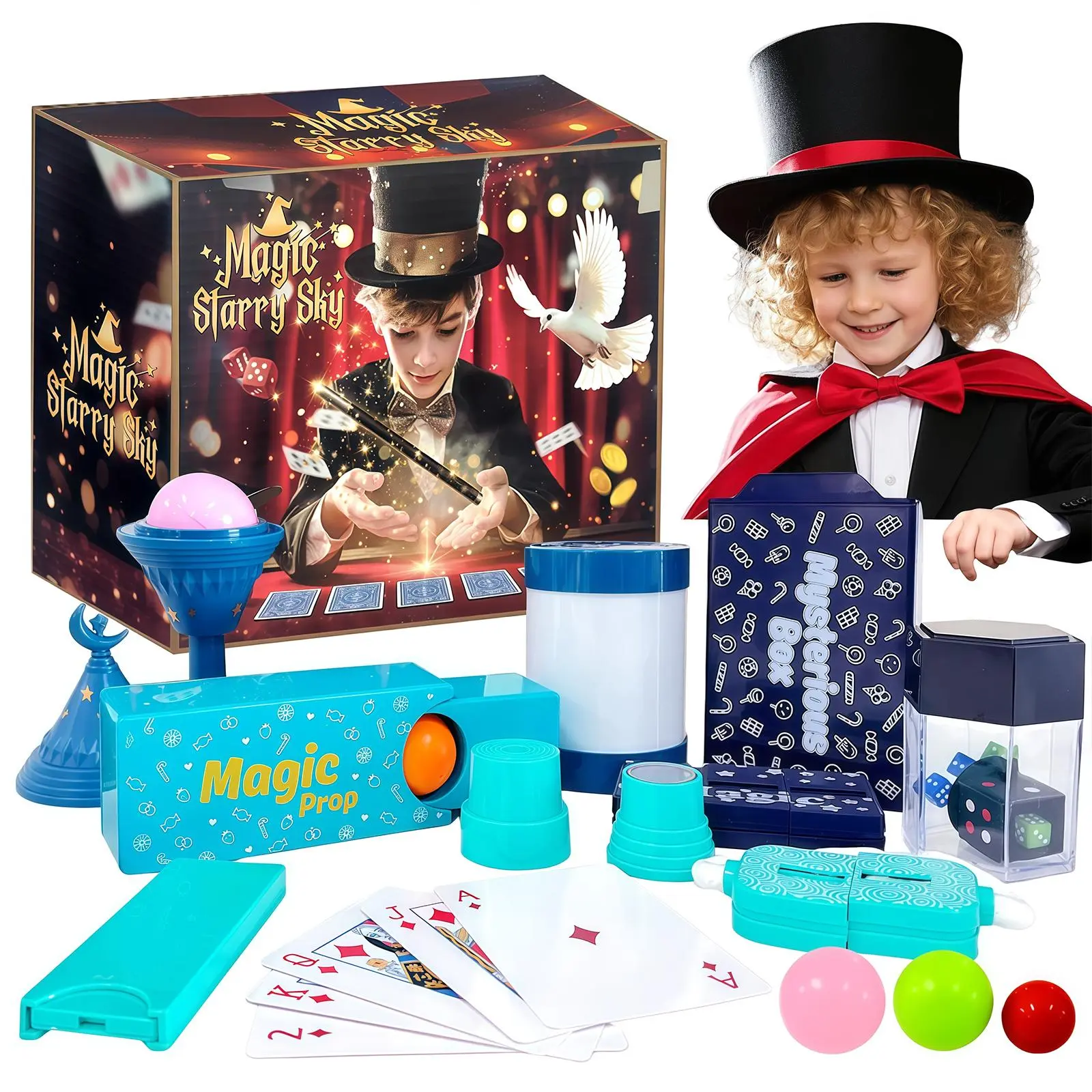 Handheld Kids Magic Set - 10 PCS Beginner-Friendly Tricks Toy for Boys & Girls, Imagination Development Acrobatics Equipment