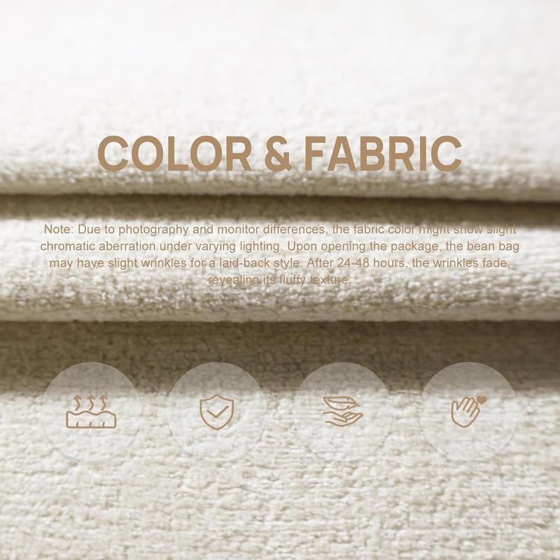 Giant Bean Bag Chair for Adults - Indoor Chaise Lounge with Neck Pillow & Ottoman, All-in-One Sponge Design, Comfy Floor Chair for Reading, Gaming, Napping, and Movies (Khaki)