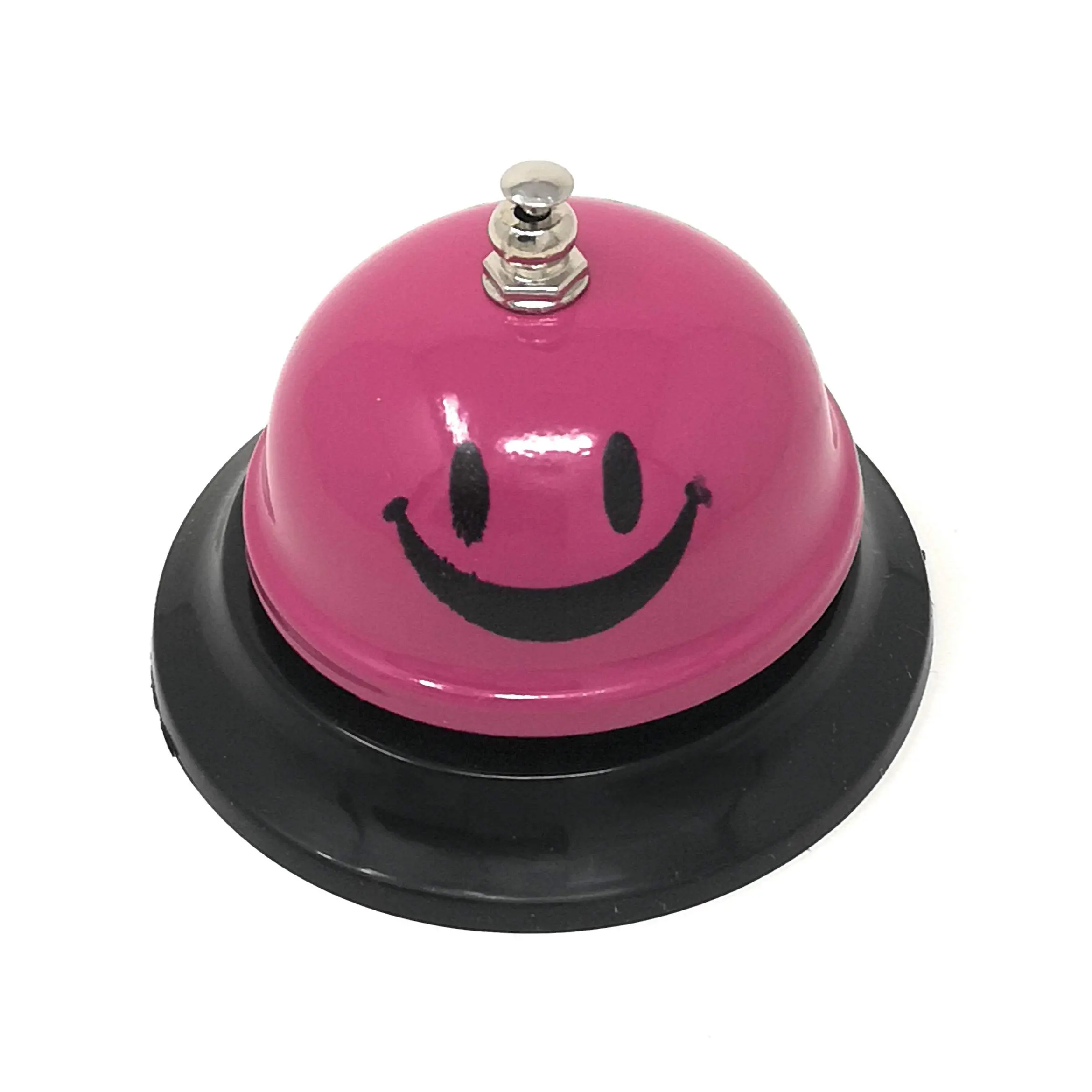 Asian Home Metal Stainless Steel Call Bell - 3.35 in Diameter, Magenta Smiley Face, Portable Desk Accessory with Loud Sound for Customer Service | Specialty Kitchen Utensil