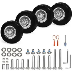 45mm Luggage Wheels Replacement with Ball Bearing, 4 count Swivel Caster Wheels for Repair Suitcase Caster,Trolley,Travel Bag,Storage Box,Support Single and Dual Wheels Installation