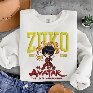 Avatar ZUKO Embroidered Sweatshirt, Air Bender Cartoon Crewneck, ATLA Inspired Anime Hoodie, Fan Gift