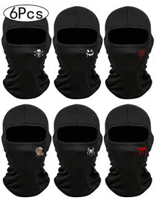 6-Pack Printed Multi-Functional Balaclava Headgear, High Elasticity, Windproof, Warm, UV Protection, Ideal for Skiing, Motorbike, Hiking, Cycling, Fishing