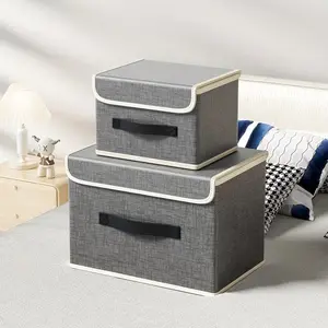 Foldable Lidded Storage Boxes Set (Gray/Beige), Ideal for Clothing Organization, Suitable for Home Wardrobe, Sizes M/l, 1/2/3/4 Pieces