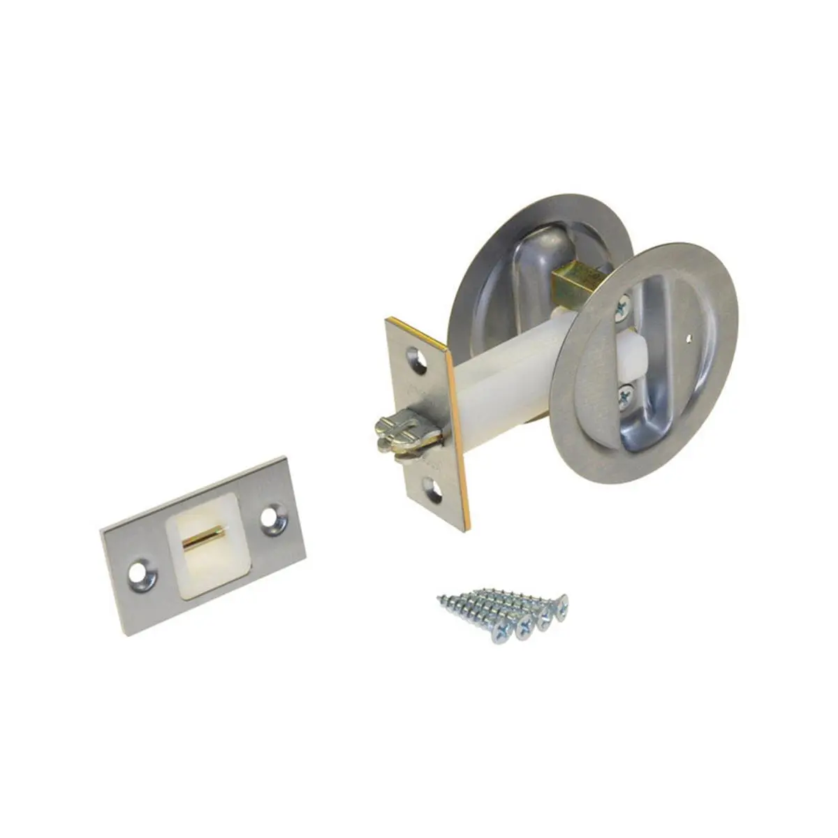 212 MAIN Satin Nickel Steel Pocket Door Privacy Lock, Home Improvement Building Supplies for Doors, Gates & Windows, Pocket Door Lock