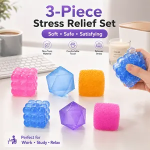 Cute Transparent Slow Rising Squishys 3-Pack - Crystal Jelly Squeeze Toys, Anxiety Relief Gift, Hand Therapy Fidget Set