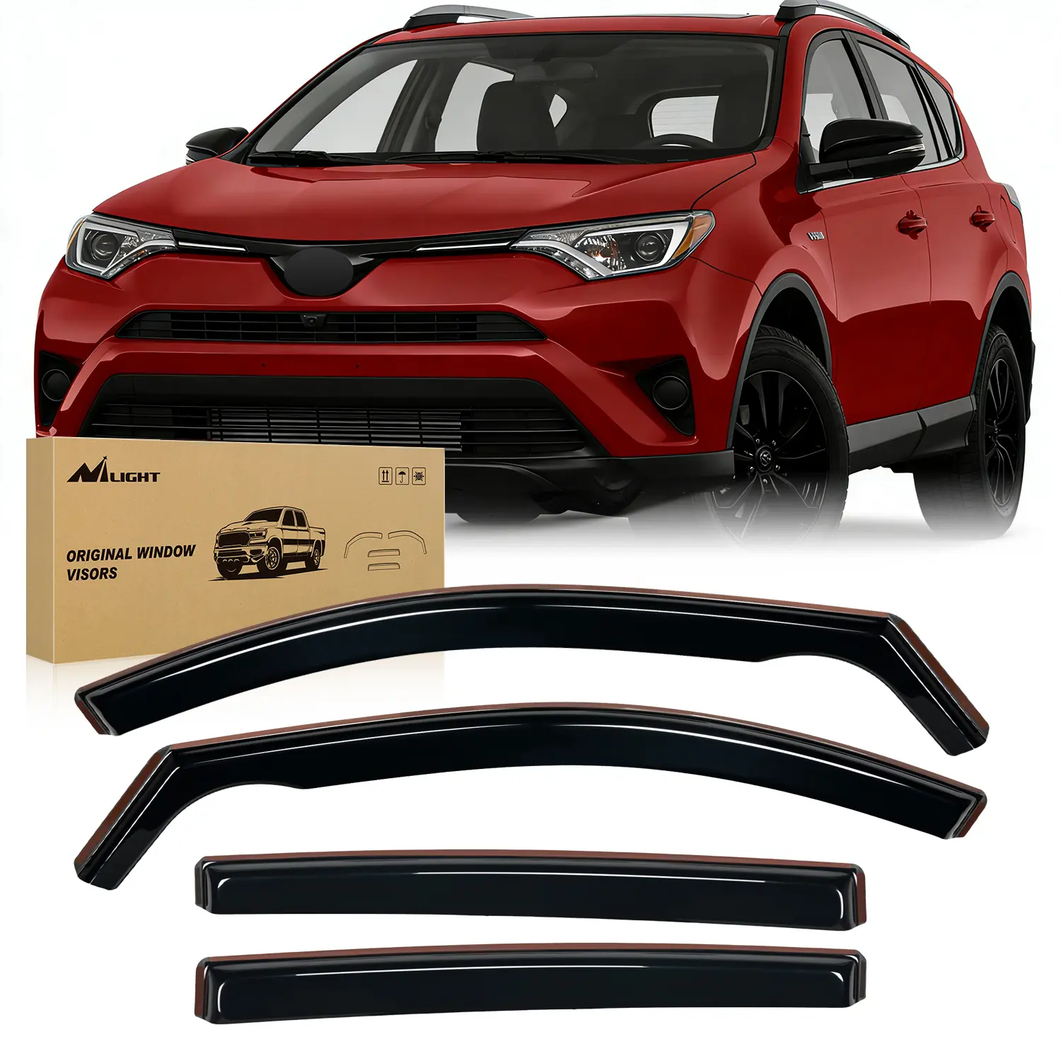 Nilight In-Channel Acrylic Rain Guards - 4-Piece Aerodynamic Side Window Deflectors, All-Weather Anti-Fog Visors for Toyota RAV4 2013-2018, Car Exterior Accessories, Car Accessories