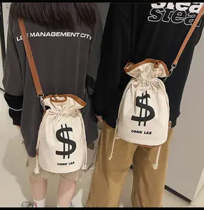 Street Style Money Bag Convertible Backpack - Drawstring Crossbody Bag for Casual Outings