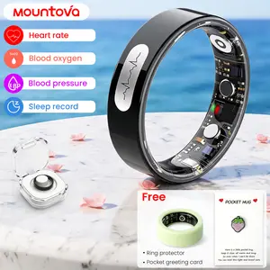 ECG PPG Smart Ring 5ATM Waterproof Health Tracker, Heart Rate Blood Oxygen Blood Pressure Body Temperature Sleep Fitness Monitor Smart Rings for Men Women