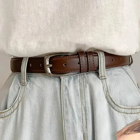 Women's Solid Color PU Buckle Belt, Fashion Belt for Party, Daily Clothing Decor, All-match Belt for Birthday Gift, Casual Waist Belt, Western Buckle Belt, Design Belt, Adjustable Belt, Belt with Buckle