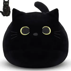 Cute Round Rolling Cat Plush Toy Doll, Soft and Fuzzy, Cuddly Stuffed Animal, with Tail, Perfect Holiday Gift or Birthday Present, Soft Adorable Stuffed
