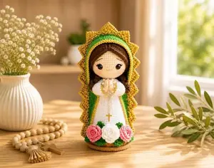 Our Lady of Guadalupe Doll, Handmade Crochet Catholic Decor, Amigurumi Religious Gift, Home Altar Ornament