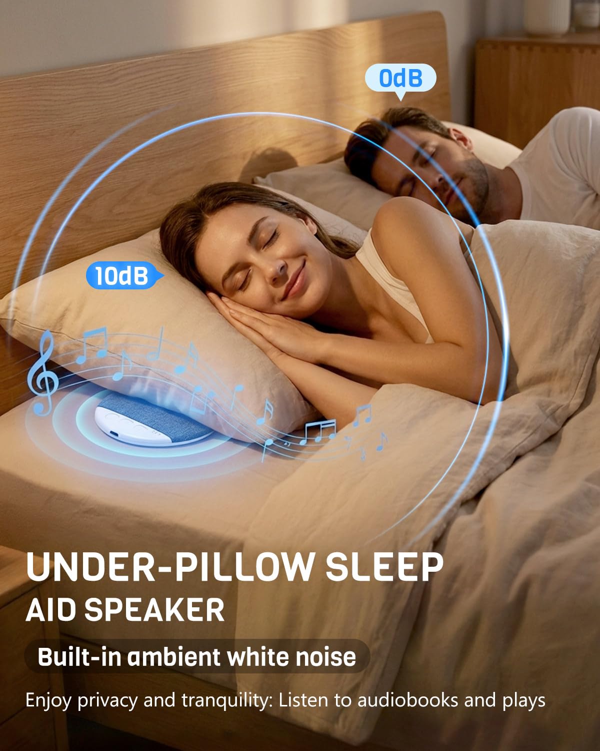Portable Bluetooth Speaker, Sleep Sound Speaker  Bone Conduction Sound System, Silent Sleep Aid, Portable Rechargeable, Music Player,Timer & Memory Function