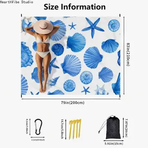Sand-Free Aesthetic Beach Mat - Oversized Floral Picnic Blanket for Summer Vibes, Foldable Portable Pocket Rug for Park Hangouts, Trendy Outdoor "Clean Girl" Travel Gear