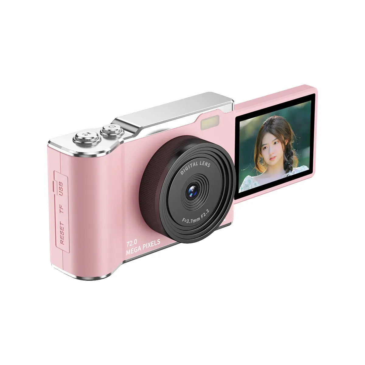 Retro CCD Digital Point & Shoot Camera - Electronic, Chic, Classic, Casual, Pastel Vintage Design, CCD Sensor, Telephoto Lens, Instant Print, Flip Screen, Compact Portable, HD Video, Memory Storage, Recording - Ideal for Women, Travel Gifting, Feminine