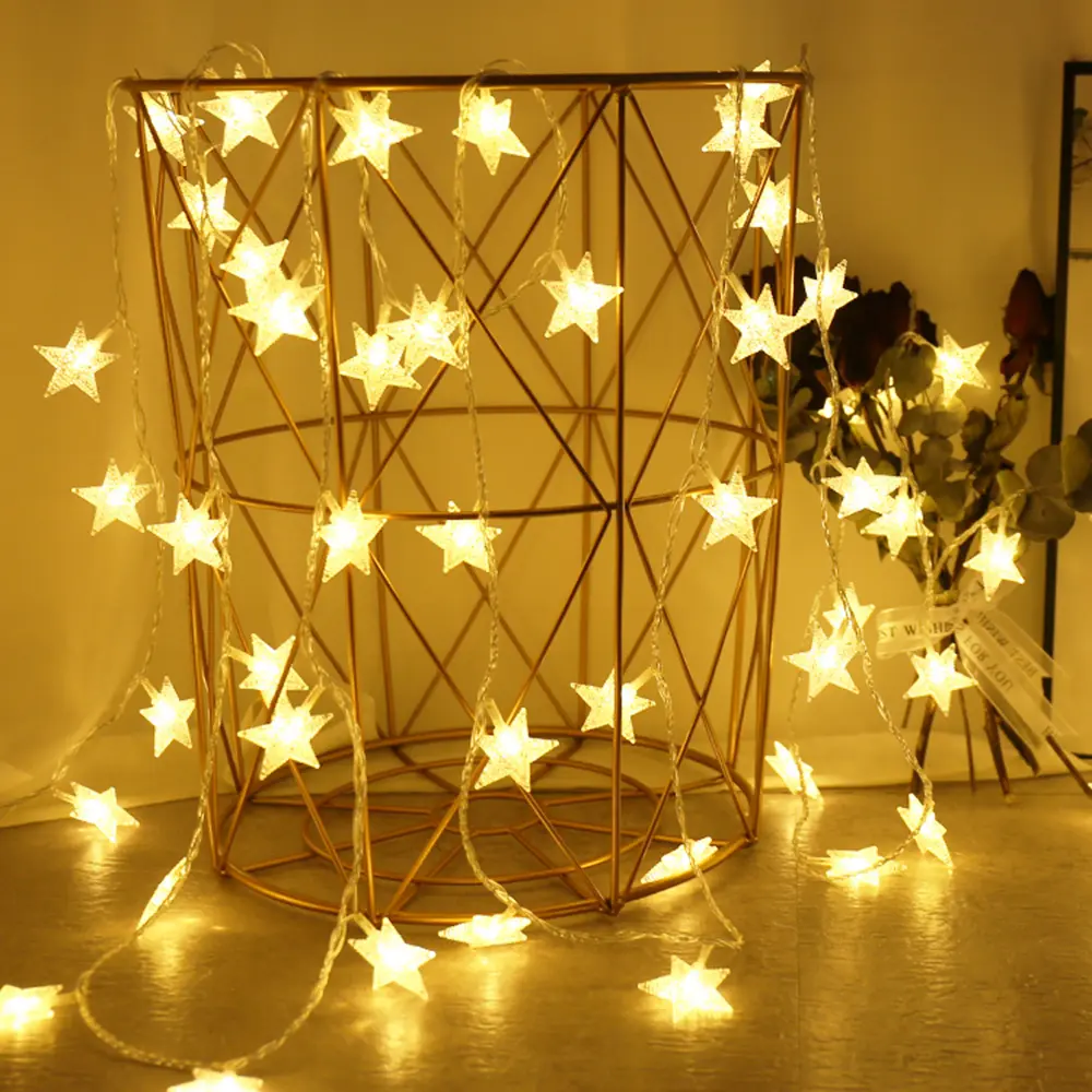 Outdoor Star Chain Lights Garland Lights Bulb Fairy Lights Party Home Wedding Garden Christmas Decor Transparent Ornaments Decoration White