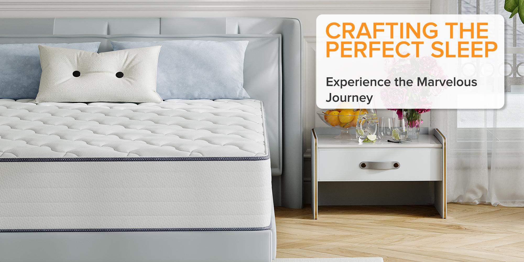 8/10/12" Fiberglass Free Hybrid Mattress: Medium Firm Full Bed with Fitted Sheet, Enhanced Edge Support, Silent Pocket Spring, No Sagging High-Density Foam, SGS Certified for Deep Sleep