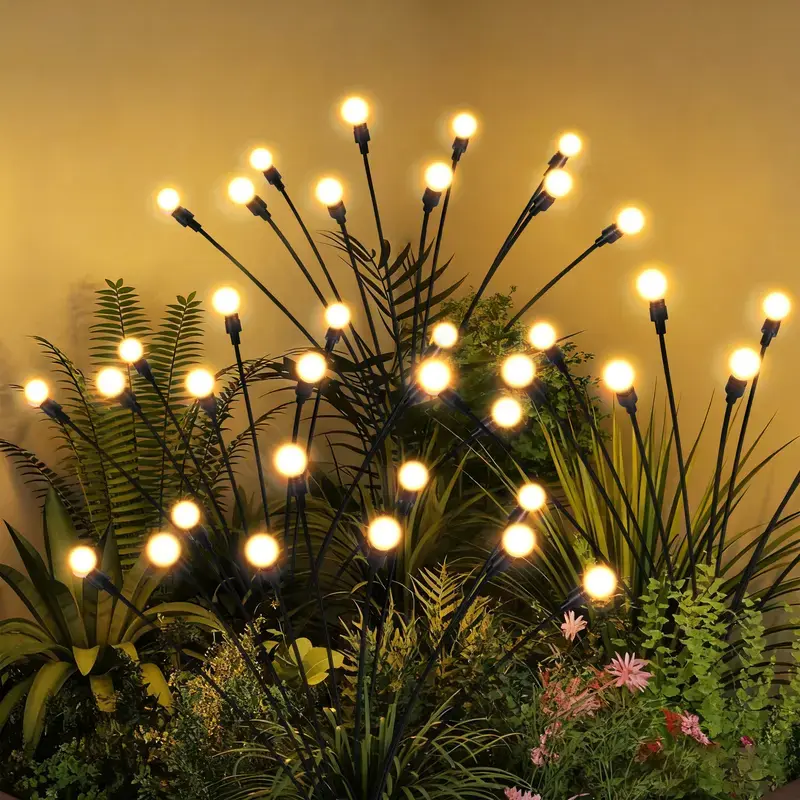 Outdoor Solar Firefly Lights - Waterproof Color Changing LED Stake Lights with Flexible Stem, Landscape Path Lighting for Yd Garden Home Improvement Novelty Decor sunset lamp