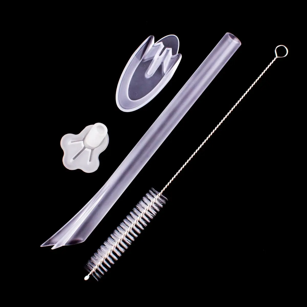 BarConic® Durable Reusable Plastic Boba Tea Straw Set - 8.6" l x 0.5" diameter, Attachable Muddler/Bar Spoon, Cleaning Tool Included - Kitchen Drinkware Accessories