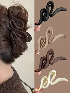 4pcs Large Matte Wave Hair Clips for Women, Vintage Y2K Style, Solid Color Shark Clips, Easy to Bundle and Style Adds