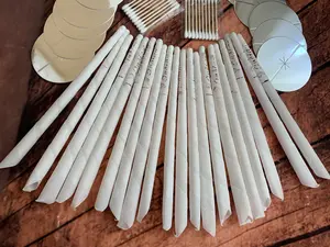 20 Pcs Beeswax Candles for Ear Wax Removal, Natural Beeswax White Mint Candles, Cotton Swabs with Paper Silver Protective Discs