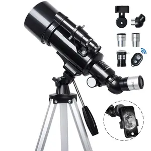 Telescope 70mm Aperture 500mm - for Kids & Adults Astronomical Refracting Telescopes AZ Mount Fully Multi-Coated Optics, with Diagonal Mirror Phone Adapter, Carrying Bag, Wireless Remote Black