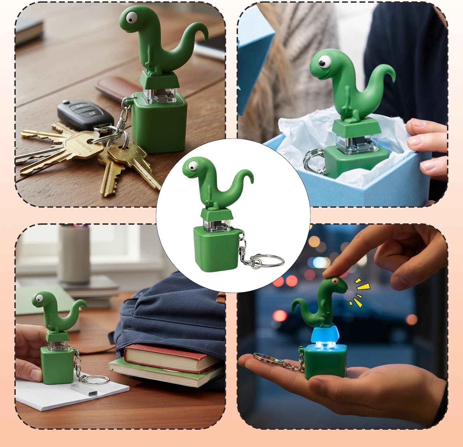 5PCS Lizard Button Keychain-USB-C Rechargeable Keychain,Adults Keyboard Clicker Reliever with Lights, Portable Anxiety Relief Toy