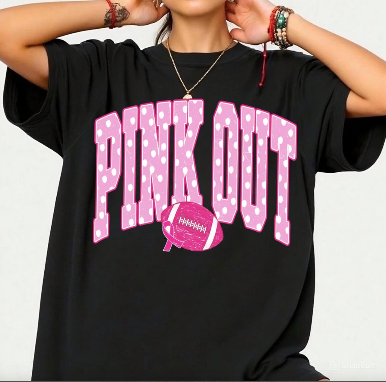 Football Pink Out Sweatshirt Or T-Shirt, Breast Cancer Awareness Football Shirt, Game Day Sweater, We Wear Pink Tee, Tackle Cancer Gift, For Her Him