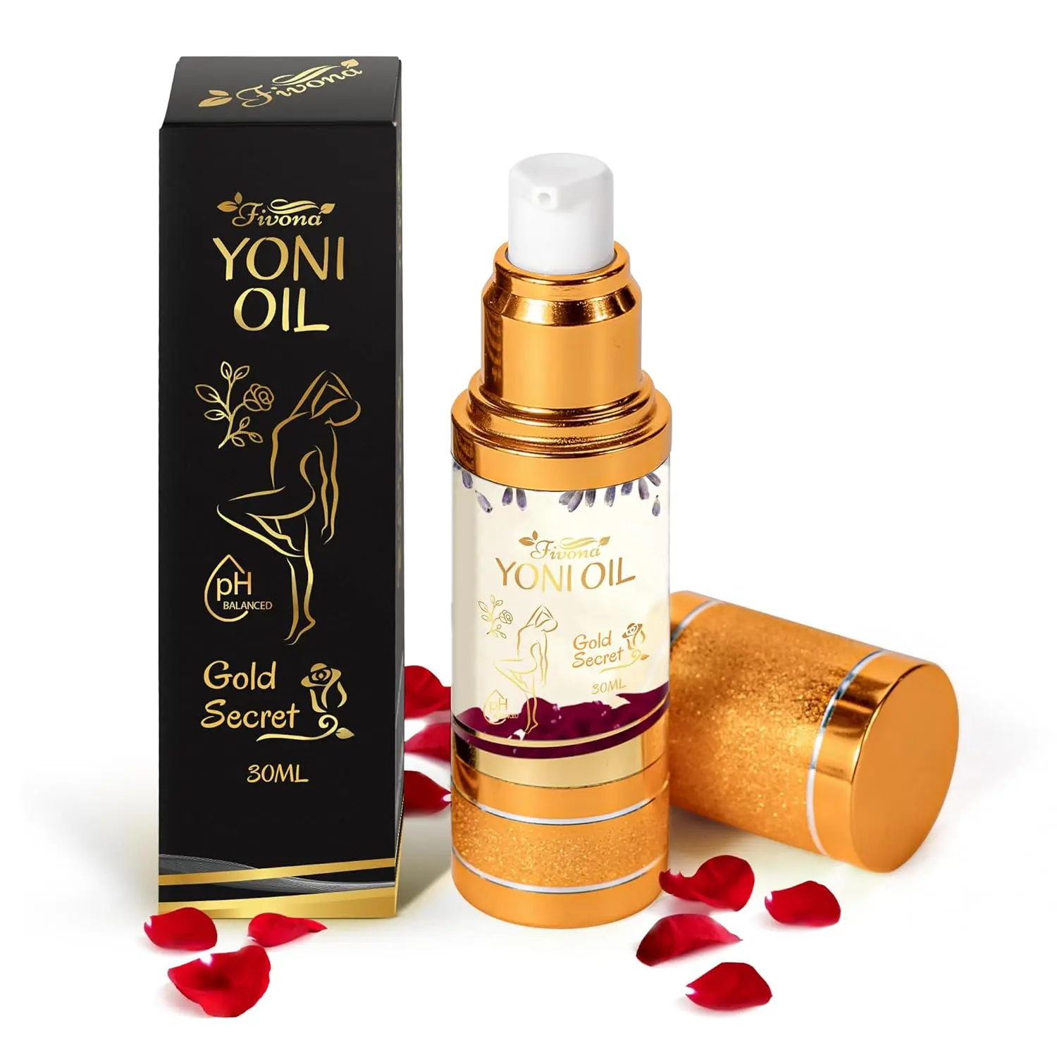 [FIVONA] Yoni Oil Gold Secret for Soothing Feminine Care - Natural Blend of Essential Oils - Moisturizing Herbal Oil Blend for After Wash Care - 30ml