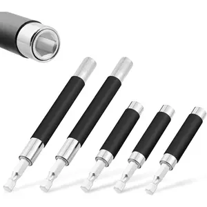 3.1/ 4.7inch Drill Bit Holder, 5-Piece Drill Bit Extension Rod, 1/ 4inch Hex Magnetic Drill Bit Holder, Carbon Steel Drill Bit Extension Rod Holder, with Telescopic Sleeve, Suitable for Screwdriver Drill Bit Nut Socket