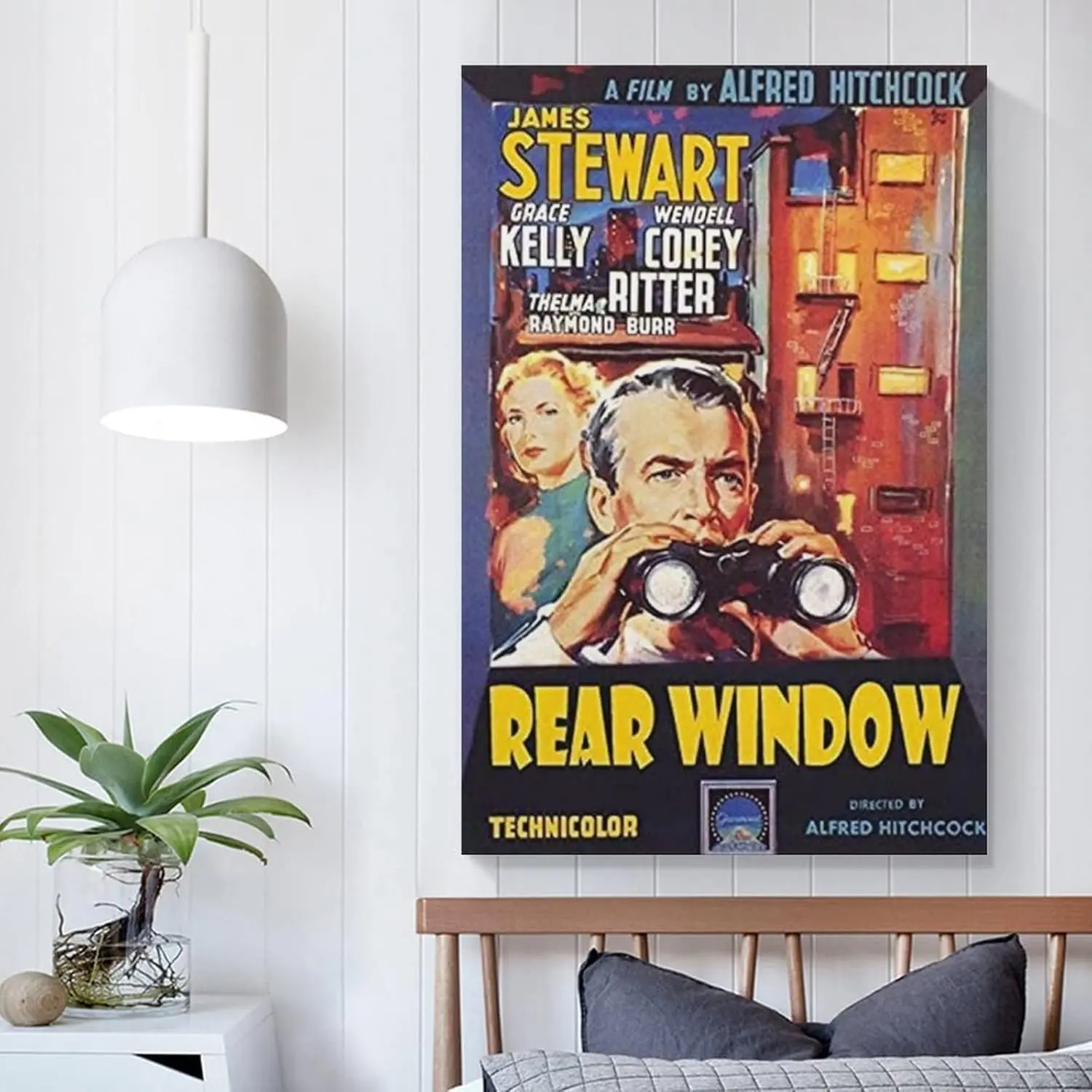 Rear Window Movie Poster Canvas Wall Art - Handmade Frame Home Supplies, Wall Decor Bedroom with High-Res Image & Real Inspection, Giftable Artwork for Room Ornaments