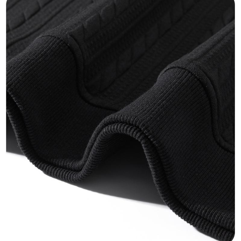 Men's Cable Knit Pattern Round Neck Sweatshirt, Solid Color Casual Loose Long Sleeve T-Shirt, Made from High-Quality Fabric Comfortable Base Shirt, Home Wear Daily Wear, Plus Size S-5XL Men's T-Shirt