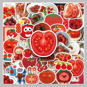 Tomato Pattern Sticker, 50pcs/set Cute Cartoon Tomato Sticker, DIY Decorative Sticker for Phone Case, Scrapbooking, Journal Making, Gift Wrapping, Screen Protector