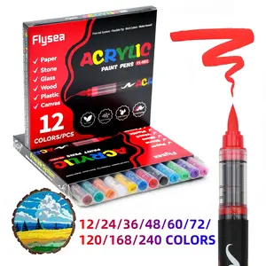 Acrylic Paint Markers, Soft Brush Tip Acrylic Paint Pens, Quick-Drying Waterproof Ink, for Rock Painting Plastic Wood Canvas Glass Ceramic Metal Art Crafts Supplies Christmas Gift