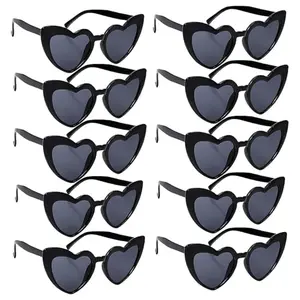 10-Piece Heart-Shaped Party Glasses Set, Colored Lenses, Polycarbonate Material, Perfect Wedding Party Photography Props Gift
