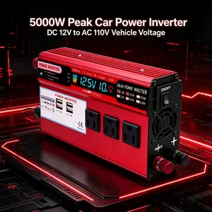 Automotive 5000W Peak Power Inverter DC12V Convert to AC110V, Multi Outlet & Fast USB Charging Portable Car Power Converter, Practical Truck RV Accessories for Outdoor Camping Road Travel Unexpected Power Failure Backup Charger