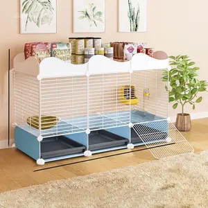 Indoor Rabbit Cage, Pet Cage, Small Animal Cage, Pet Supplies for Rabbit, Guinea Pig, Hamster, Chinchilla, Ferret, Animal Enclosure
