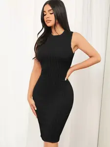 Solid Cable Knit Bodycon Dress Women's | Tea Party Dress, Summer Dress, Knitted Fit-and-Flare for Evening Events