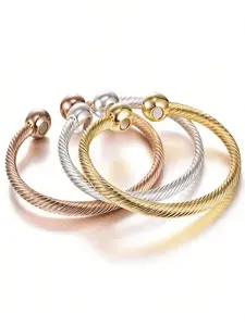 Titanium Steel Wavy Line Wire Bracelet for Men, Hip Hop Punk Open Screw Thread Bracelet, Stylish and Durable Jewelry Accessory