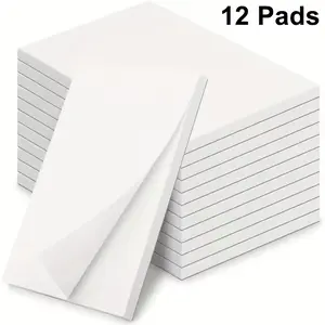 12-Pack Sticky Notes Set, 10.16x15.24cm Blank Note Pads, Memo Pads, 50 Sheets Per Pad, Tear-Off Paper, Small Notebook for Shopping Lists, Office Supplies