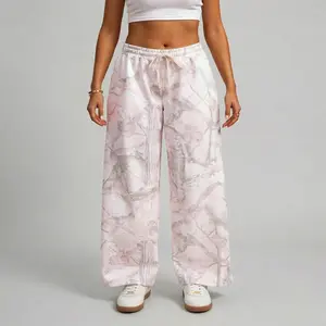 APUYO Women's Pink The Camo Sweatpants — Mid-to-Low Rise, Loose-Fit Joggers (Ideal for Dance & Yoga) | Streetwear Athleisure Trousers — Pink Wide-Leg Sweatpants
