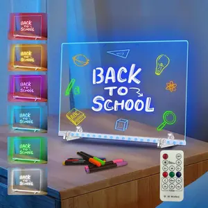 Kids' LED Drawing Board - Vibrant Lights, Erasable Anti-Scratch Acrylic Surface, 2 Remotes, 4 Modes, Adjustable Brightness, Easy-Clean Design for Ages 3-10, Ideal for Doodles & Notes, Birthday Gift Toy