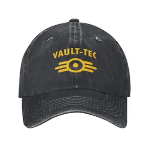 S&T 1 Piece< Fallout 4>   Vault-Tec Logo Baseball Cap - Classic Washed Vintage Dad Hat, Adjustable Lightweight Unisex Outdoor Sun Hat, Perfect Gift for Gamers and Fallout Fans, Casual Headwear, Hip-Hop Style Clothing, Printed Design