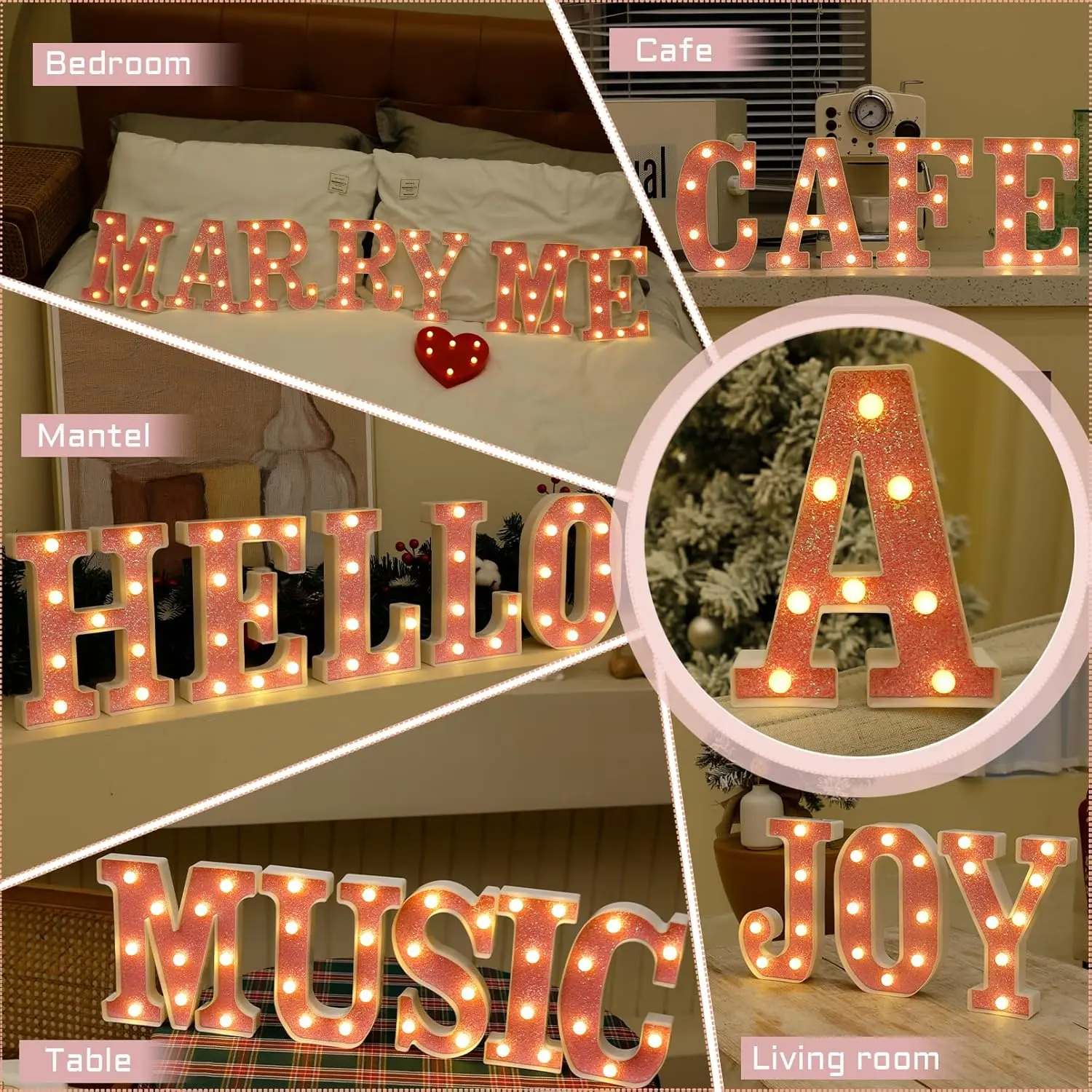 LED Letter Lights Pink Glitter Marquee Letters Light Up Alphabet Letters Sign Battery Powered for Home Party Decoration Night Bar Wedding Birthday Christmas Lamp Girls Gift - Letter A LED Letter Lights Pink Glitter Marquee Letters Light Up Alphabet Letters Sign Battery Powered for Home Party Decoration Night Bar Wedding Birthday Christmas Lamp Girls Gift - Letter A