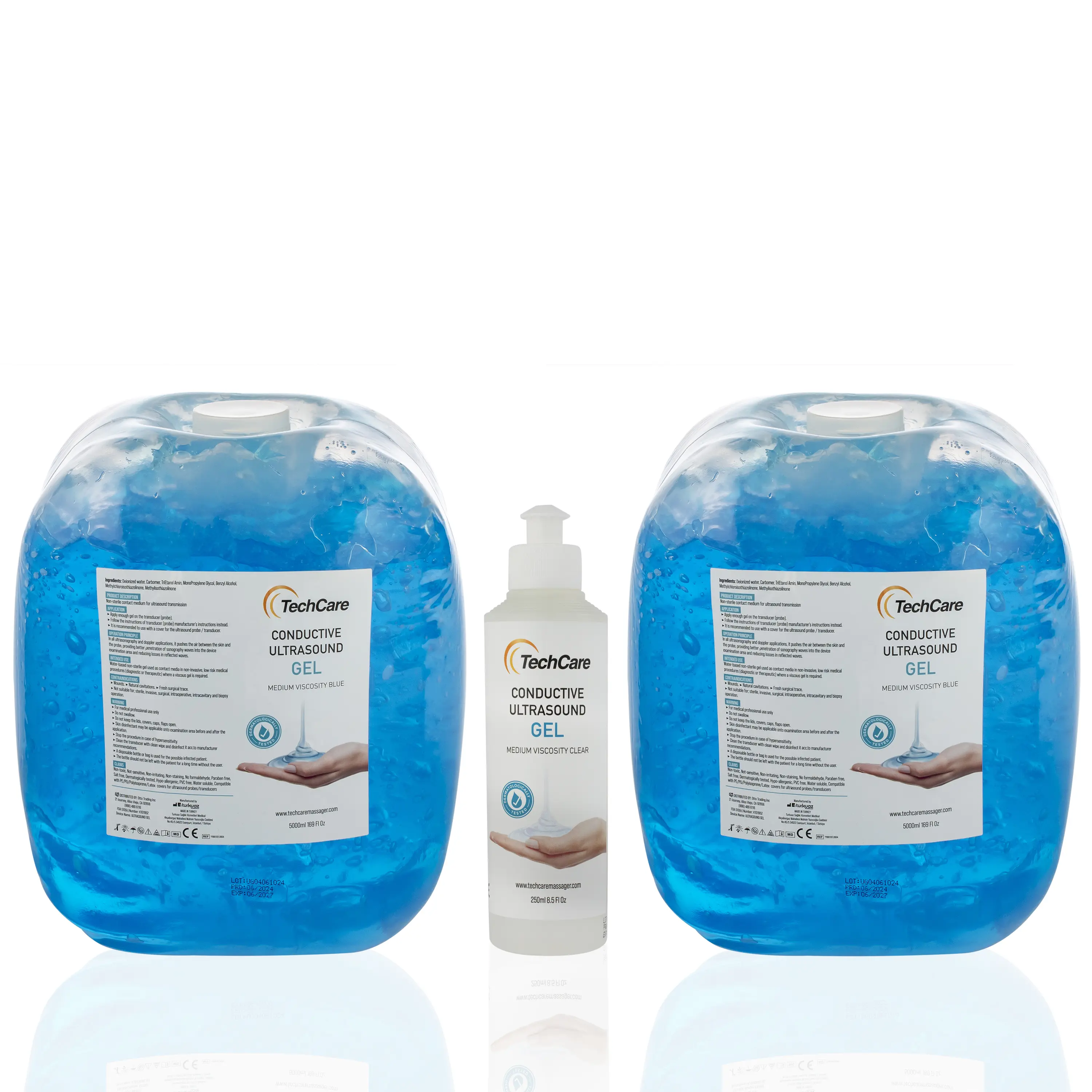 Techcare Conductive Ultrasound Gel 5000 ml for Electrotherapy Electrode Application Smooth Non-Sticky Hypoallergenic Household Use ( PACK OF 2)